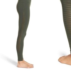 Green Alo Leggings with side motto panel